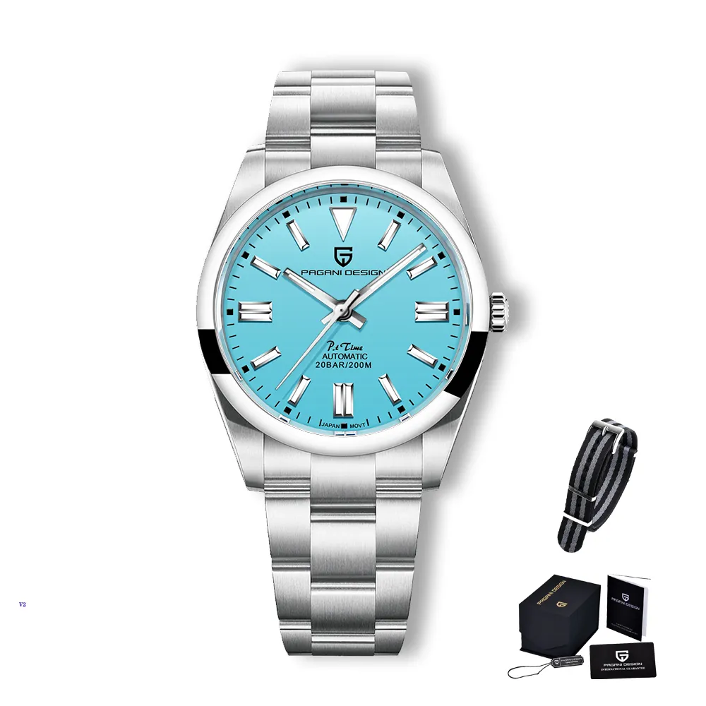 Silver Sky Blue - Sapphire Automatic Steel Wristwatch