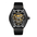 Modern Black Leather Belt -  Gold Skull Skeleton Dial Automatic Watch