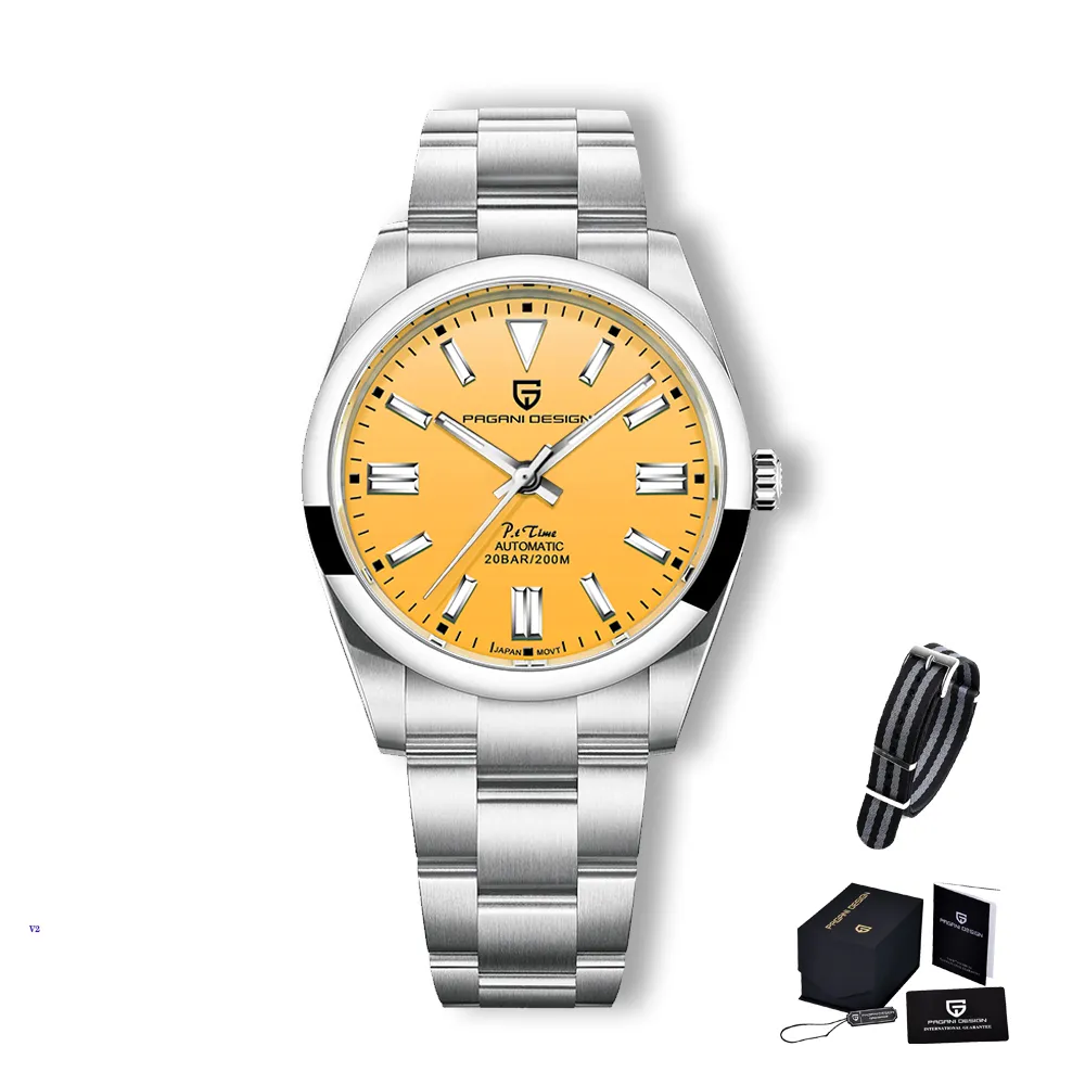 Silver Yellow - Sapphire Automatic Steel Wristwatch