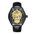 Stylish Black Leather Belt - Gold Skull Skeleton Dial Watch