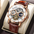 rose white - brown leather belt watch